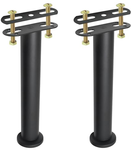 Hoypeyfiy Set of 2 Adjustable Furniture Support Legs 25-42cm, Black Retractable Center Feet for Maximum Stability, Fix Weakness in Bed, Sofa, Cabinet Frames with Heavy-Duty Metal Feet (25-42cm)
