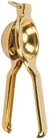 HUSHUI Citronpress, Handhållen Juicepress i Rostfritt Stål med Ergonomiskt Silikonhandtag och Ultralångt Handtag för Citroncitruslime-kök (Guld)