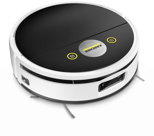 Karcher Robot Aspirador y Friegasuelos RVF 7, Navegación LiDAR, Blanco, Batería Litio 14.4V, Incluye estación Carga, filtros, Rodillos Microfibra, Cepillo Circular, cepillos Limpieza y detergente