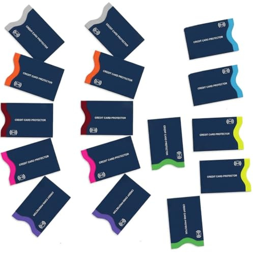 Joysuelly 16 Pcs Etui Carte Bancaire Anti Piratage avec Protection RFID et NFC, Pochette Protection RFID pour Carte de Credit, Passeport et Carte Grise, Porte Carte Bancaire en Aluminium Multicolore