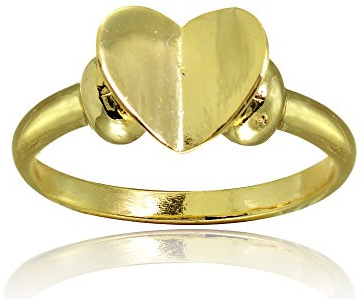 Hoops & Loops Yellow Gold Flashed Sterling Silver Polished Folded Heart Ring, Size 7