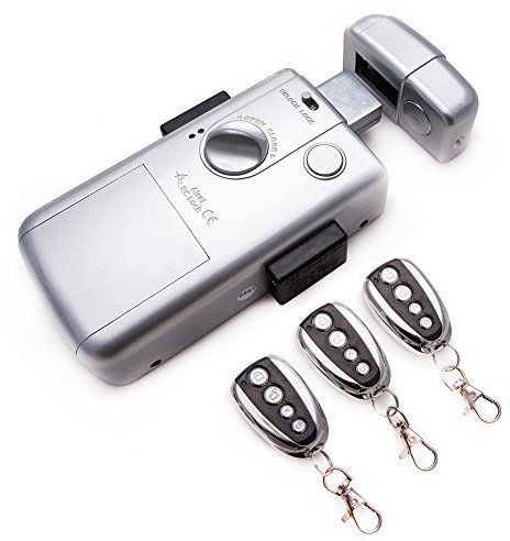 KENROD Cerradura Inteligente Invisible Cerradura 3 Mandos Cerradura Antibumping Cerradura Electronica con Mando Cerradura Puerta Interior Cerradura Electronica de Seguridad Plata