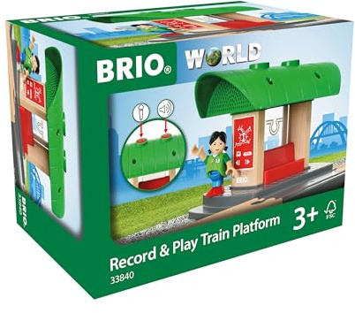 BRIO World 33840 Bahnhof mit Aufnahmefunktion - Eisenbahnzubehör Holzeisenbahn - Kleinkinderspielzeug empfohlen für Kinder ab 3 Jahren