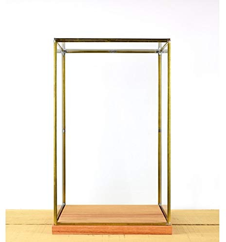 EMH Vitrine aus Glas und Messing, mit Holzsockel, handgefertigt, 42 cm