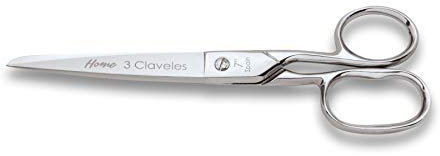 3 Claveles Home - Tijera de Modista Varios Usos, Plata, dedales asimétricos, para labores de modista y manualidades, Modista 7 (18 cm)