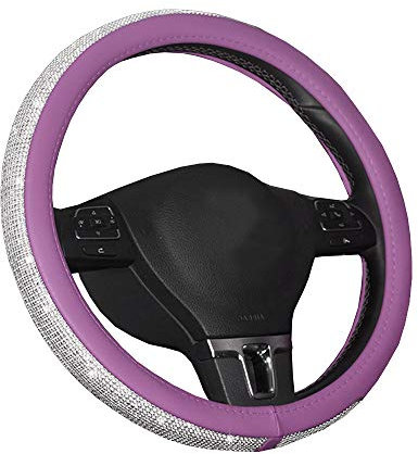 ETOPARS Auto Lenkradabdeckungen Lenkradbezug Glitzer Lenkradhülle Lenkrad Abdeckung Bling Bling Lila 15 Zoll Protektor für Frauen Mädchen