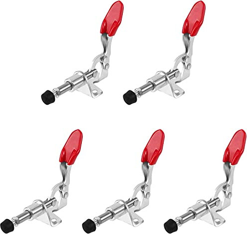 LATRAT 5 Pezzi Morsetti da Banco Verticali, Ferro Zincato Rapido Pull Action Strumento Mano Leggero Sgancio Rapido Strumento Morsetto Verticale