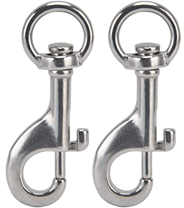 2Pcs Rotating Snap Hook, Eye Bolt 316 Stainless Steel Marine Grade Single Ended Diving Clip 87mm/3.43'' for Keychains and Bag Straps