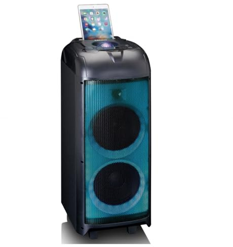 Lenco PA-101BK Bluetooth Party Speaker - Lautsprecher Musikbox - Tragbare Box 100W RMS, Disco Light, USB Playback - Schwarz