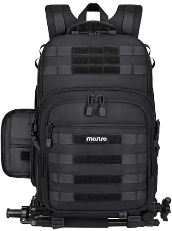 MOSISO Zaino per Fotocamera,DSLR/SLR/Mirrorless Borsa per Fotografia Fotografica Tattica Supporto per Treppiede e Scomparto Laptop Compatibile con Canon/Nikon/Sony/DJI Mavic Drone,Nero