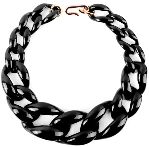 Kvinnors Boho Chunky Akryl LäNk Halsband Fashion Statement Handgjorda Kubanska Kedjan Krage Smycken Halsband KläNningar TröJa TillbehöR,Black