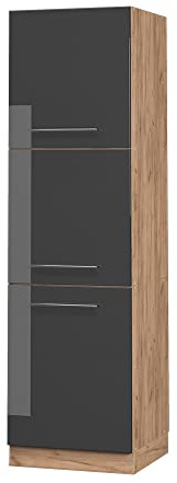 Vicco Herdumbauschrank Fame-Line, Anthrazit Hochglanz, 60 cm, zur Kombination mit weiteren Modulen der Fame-Line Serie