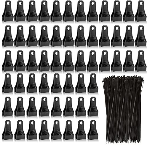 60PCS Upgrade Large Tarp Clips Heavy Duty Lock Grip Tarp Clamps Thumb Screw Tent Clamps with 200 Pcs Zip Cable Ties for Swimming Pool Cover Awnings Outdoor Camping Caravan Canopies Car Covers