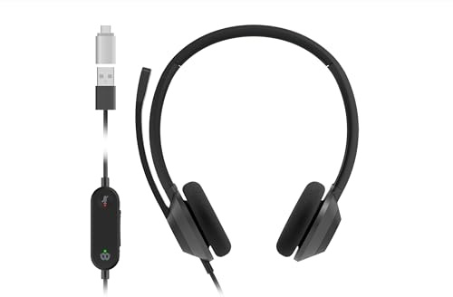 Cisco Headset 322 USB-C, Wired Dual On-Ear Headphones, Webex Controller with USB-C, Carbon Black, 2-Year Limited Liability Warranty (HS-W-322-C-USBC)