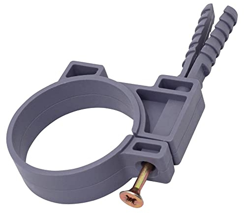 (8 pcs) Grey Plastic Clamps for 48-51 mm Pipes, Hose Hangers, Pipe Clips, Pipe Holders