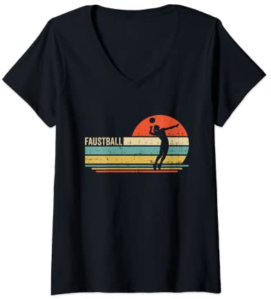 Damen Faustball Spielerin Faustball T-Shirt mit V-Ausschnitt