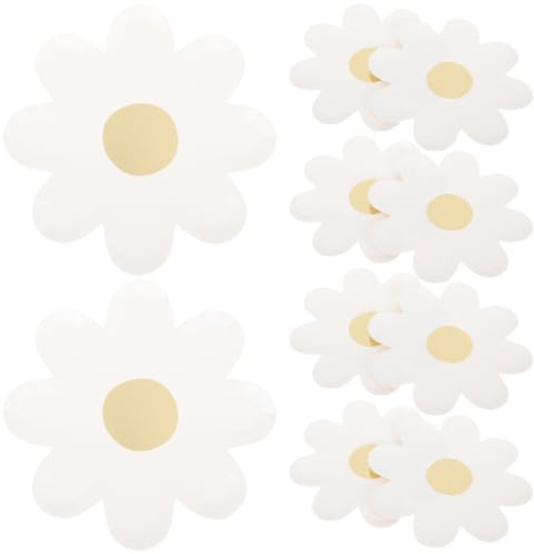20 Pièces Papier Marguerite en Forme De Fleur Assiette Dessert Apéritif Gâteau Assiette Paert Vaisselle pour Bébé Pique- Anniversaire Fournitures