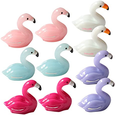 YARNOW 10stücke Mini Flamingo Dekoration Gartenfiguren Kunststoff Harz Ornament Tierfigur Klein Spielzeug