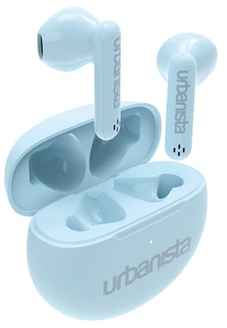 Urbanista Auricolari Wireless, Bluetooth 5.3 In Ear IPX4 Cuffie con Doppio Microfono, 20 Ore di Riproduzione, Controlli Touch, TWS USB C Custodia di Ricarica, Austin, Azzurro