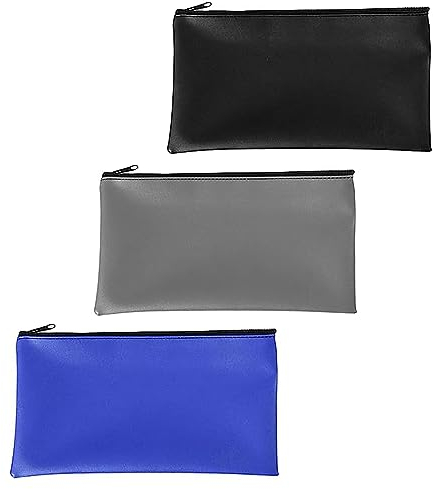 Multifunktion Geldtaschen Banktasche， 3 Stück PU Geldtasche Dokumententasche mit Reißverschluss,28 x 16 cm Geldbeutel Stifteeui Kosmetiktasche, Geeignet für Geschäft, Zuhause, Schule