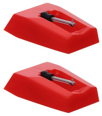 JSKWIKE 2 Pcs Nadel für Plattenspieler Plattenspieler Nadel Plattenspielernadeln Plattenspieler Stift Plattenspieler Nadel Ersatzzubehör für Schallplattenspieler (Rot)