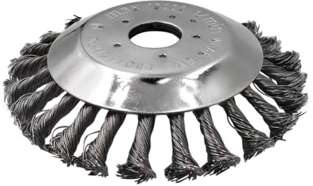 Rhinenet 6 inch Rotary Garden Weed Wheel Brush Replacement Head for Grass in Corner Moss Rust Removal Knotted Wire Grass Trimmer Cutter Wheel, Grass Cutter Trimmer Replacement Head