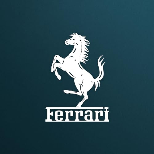 NORTH KAISER Arte Mural Metálico Ferrari | Decoración Pared Logotipo Coche | Escultura Automotriz Para Garaj Sala Estar Dormitorio Interior Y Exterior | Regalo Para Amantes (Blanco, 40 x 25 cm)