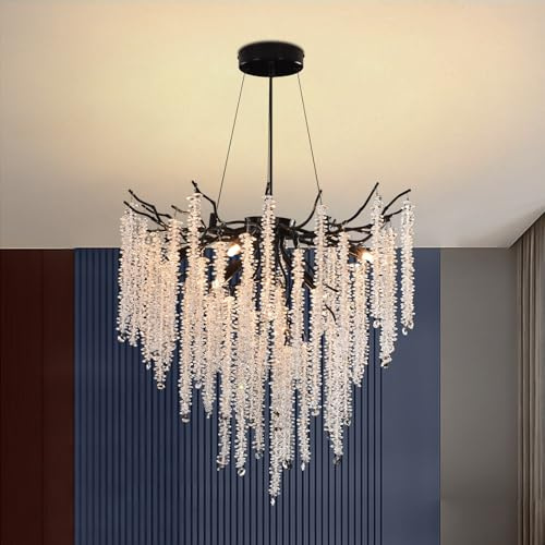 AHXIAOZN Modern Kronleuchter Kristall Leuchte,Luxus Kristall Pendelleuchte,Dimmbar Rund Kristall Hängeleuchte,für Esszimmer, Küche, Wohnzimmer, Schlafzimmer, Flur, Café,Bar（Schwarz，60cm）