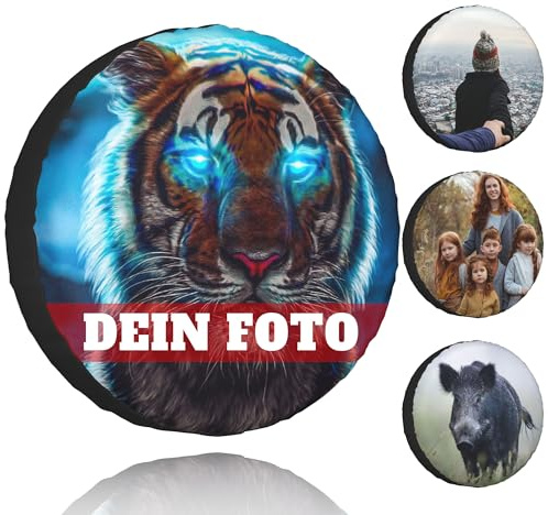 Personalisierte Foto-Reserveradabdeckung - Individuelles Reifenabdeckung mit eigenem Foto - fügen Sie Ihr eigenes Design, Logo, Text - für Anhänger, RV, SUV, LKW und mehr