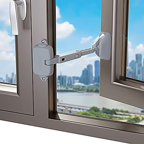 Fensterbegrenzer, Sicherheitsschloss, 2 Stück, Fensterbegrenzerschlösser, kindersicherer Fensterbegrenzer for Fensterrahmen aus Aluminium, Holz, Metall, selbstklebende Fenstersicherheitsschlösser, Fen