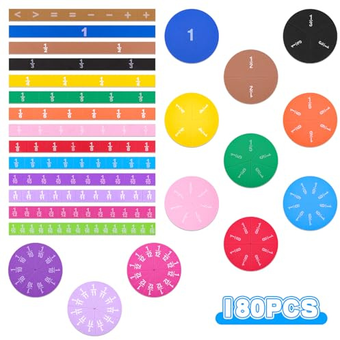 Meetory 180 Stück Mathematik Ressourcen, Bruchrechnen Material Magnetisch, Rechnen Lernen, Math Manipulatives for Preschool Elementary School Einschulungsgeschenke