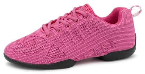 Anna Kern Suny Women's Dance Trainers 165 Bold - Knit Fuchsia - Normal Width - 1 cm Sneaker Heel - Split PU Sole
