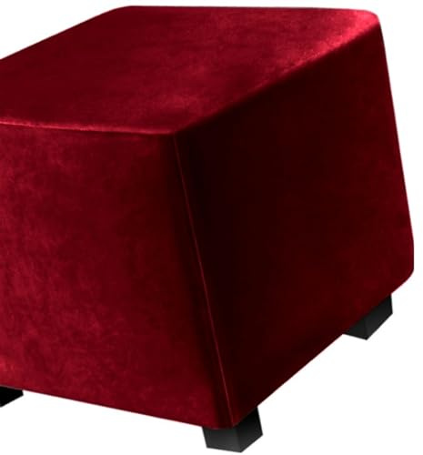 Hockerbezug Quadratisch 45cm/50cm/65cm Ottomane Bezug Quadratisch Bezug Hocker Quadratisch Hocker überzug Schonbezug Bezug für Fußhocker Stretch Ottomane Abdeckung Hockerabdeckung(Color:Wine Red,Size: