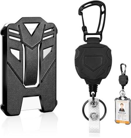Ausweishalter Schlüsselanhänger Ausziehbar mit 60cm Ausziehbar Stahlseil, Einziehbarer Schlüsselanhänger Schlüsselkette mit Karabiner mit ID Badge Holder, Kartenhalter, Schlüsselkarten