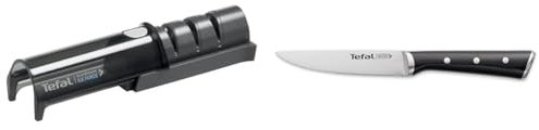 Tefal Aiguiseur de couteaux, Meule japonaise, Affutage en 3 étapes, Rétractable, Universel & Ice Force Couteau ménager 11 cm, Couteau de cuisine, Lame en acier inoxydable allemand