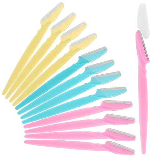 60 pezzi rasoi per sopracciglia, sopracciglia, rasoio per la rimozione dei peli del viso, kit di strumenti per il dermaplaning, lame in acciaio inox con cappuccio, per trucco da donna e uomo
