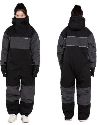 WFYYN AYAY Men Women One Piece Ski Suit Snowsuits Jumpsuits Waterproof Snowboard Jacket Skiing Outwear for Winter outdoor Warm(Size:3XL,Color:Gray)