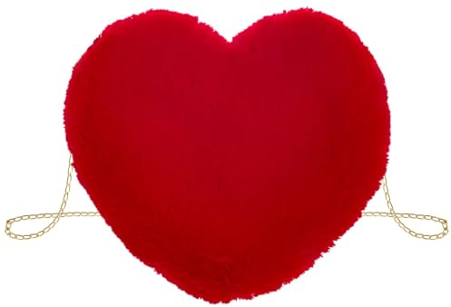 TAXTYHRE Plüsch Umhängetasche, Herz Plüsch Tasche, Niedlich Flauschige Crossbody Tasche, Plüsch Tasche Damen Mädchen, für Täglich Outdoor Reisen Valentinstag Geburtstag Geschenk