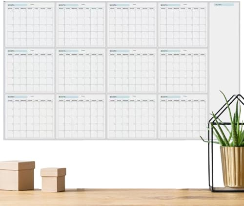 Poster géant laminé – Grand calendrier mural | Planificateur annuel 2025 effaçable à sec | Planificateur mural réutilisable | Calendrier familial | Organisateur d'objectifs et de tâches pour votre