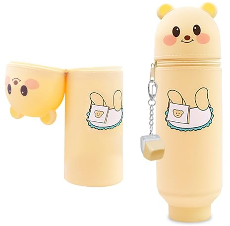 MPXEAVG 2 in 1 Weiche Silikontasche Kawaii Federmäppchen, Cartoon Federmäppchen für Teenager