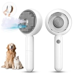 Katzenbürste mit Dampf, 5 in 1 Katzenbürste Haustier Pelz Entferner Werkzeug für Schuppen & Grooming Anti-Static Spray Haar mit Release-Taste lange kurze Haare Haustier Hund Supplies-Weiß