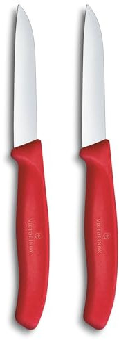 Victorinox Swiss Classic Set di pelapatate per frutta e verdura, 2 pezzi, Taglio dritto, Extra affilato, Rosso