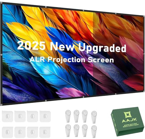 AAJK Alr Outdoor Projector Screen, 4K Movie Projector Screen, 16:9, HD Foldable Anti-Folding Portable Projector, Movie Screen for Home Theater, Outdoor Indoor (80 Inch Pro)