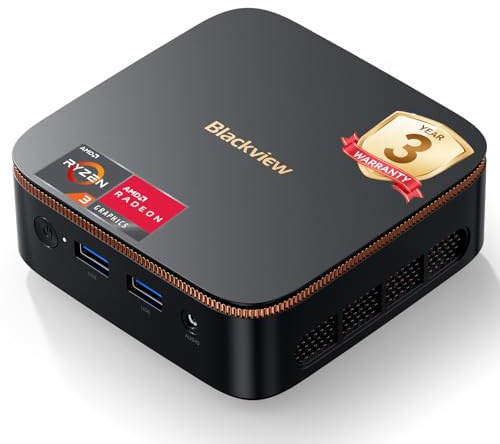 Blackview MP20 2026 Mini PC Win-11 Pro(3-Year Warranty), AMD Ryzen 3300U(Beats N150/N100), Desktop PC Computers 16GB RAM 512GB SSD, WiFi 5, USB3.2, Support 4K Dual Display for Design & Work from Home