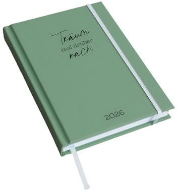Visual Statements - Terminplaner 2026 – „Träum mal drüber nach“ – Achtsamer Kalender A5 mit Wochenübersicht, Habit Tracker & Reflexion – Hardcover mit Goldprägung