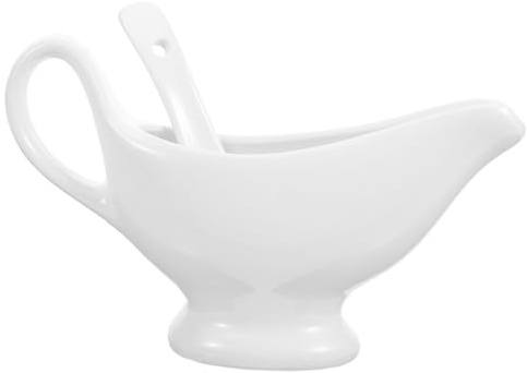 EPIGEIST Brocca Bianca in Ceramica Brocca Piccola per Salse Salsiere con Manico Contenitore per Condimento Adatto per Ristoranti e Catering Facile da Usare e Riporre