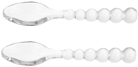 Warmhm 2PCS Creative Glass Teaspoons for Stirring Tea and Honey Transparent Glass Mixing Spoons for Home Parties Weddings Elegant Kitchen Dessert Utensils with Smooth Surface Easy to