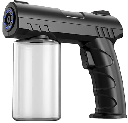 Pistola pulverizadora de mano para el cabello, recargable con luz azul, pulverizador de agua de 280 ml para el hogar, diseño ergonómico, batería de 1200 mAh, color negro
