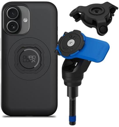 Quad Lock Handlebar Clamp Motorcycle Phone Mount with Vibration Dampener and MAG Phone Case for iPhone 17
