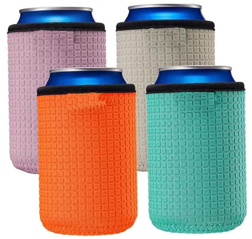 Fundas de cerveza para latas | 4 fundas para latas para cerveza de 330 ml, 2, 6 x 3, 9 pulgadas, funda para con aislamiento en frío, neopreno, antideslizante, lavable a máquina, soporte para enfr